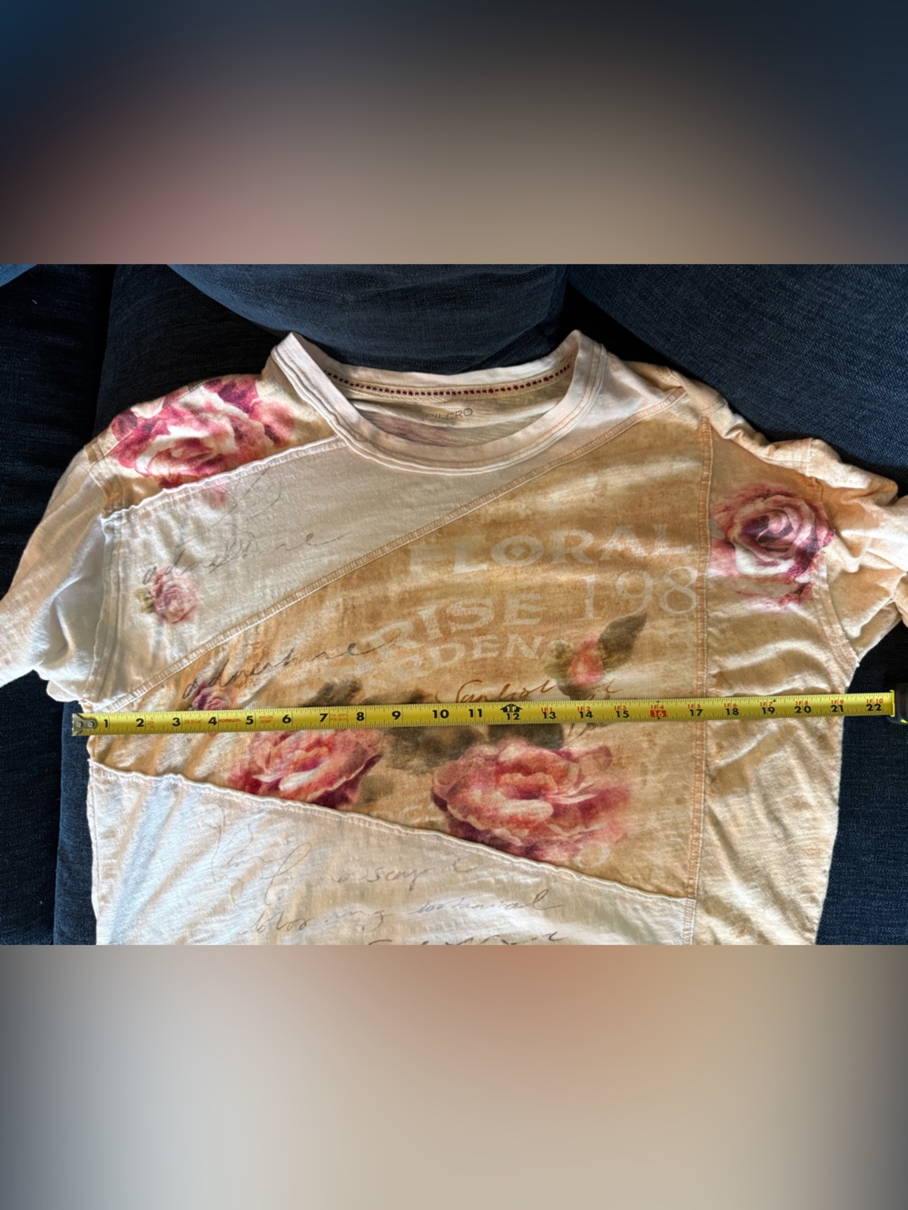 Pilcro Floral Short Sleeve Tee in Blush and Tan - Picture 3 of 6